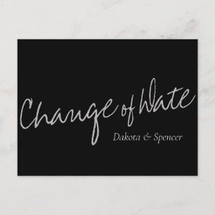 Cartão Postal Script Casual   Preto Cinza Troca de Data de Casam