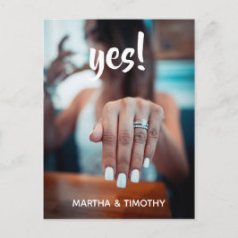 Cartão Postal Script Casual Sim! Anúncio do noivado