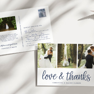 Cartão Postal Script Chic Foto De Casamento Múltiplo Obrigado