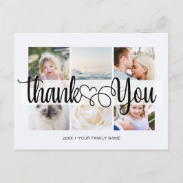 Cartão Postal Script com Coração Obrigado 6 fotos Universal