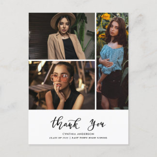 Cartão Postal Script de Agradecimento de Formatura Três Foto de