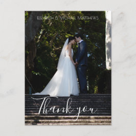 Cartão Postal script de agradecimento personalizado foto casamen