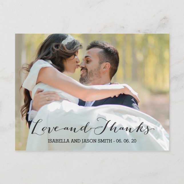 CARTÃO POSTAL SCRIPT DE AMOR E OBRIGADOS | WEDDING OBRIGADO AO C (Frente)