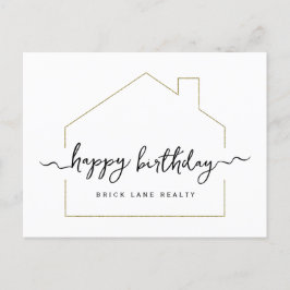 Cartão Postal Script de Assinatura Feliz Aniversário Imobiliária