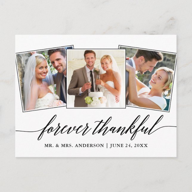 Cartão Postal Script de Caligrafia Moderna 3 Foto Sempre Grata (Frente)