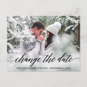 Cartão Postal Script de Caligrafia Moderna Alterar a Data Nova D