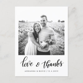 Cartão Postal Script de Casal moderno Fotografia Amor & Obrigado
