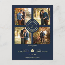 Cartão Postal Script de Casamento de Colagem Moderna do marinho 