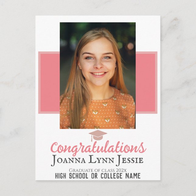 Cartão Postal script de felicitações personalizadas foto de grad (Frente)