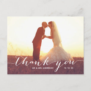 Cartão Postal Script de manuscrito Cartaz de casamento Obrigad
