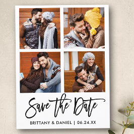 Cartão Postal Script de Pincel Moderno Salva A Colagem De Foto D