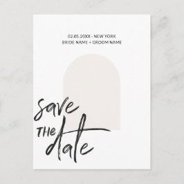Cartão Postal Script de Save The Date de Nicho Minimalista Abstr