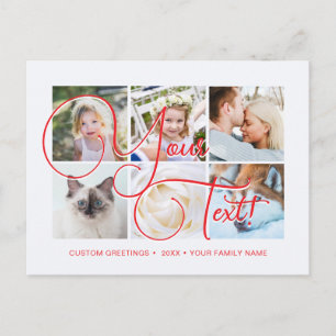 Cartão Postal Script Elagante Personalizado 6 fotos Universal