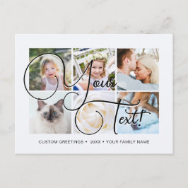 Cartão Postal Script Elagante Personalizado 6 fotos Universal