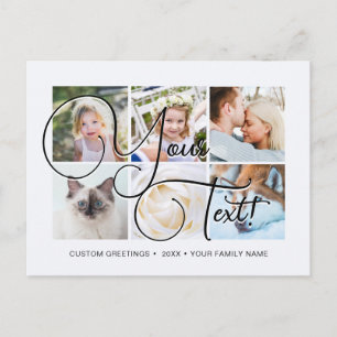 Cartão Postal Script Elagante Personalizado 6 fotos Universal