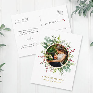 Cartão Postal Script Foto Natal Botânico Dourado Férias