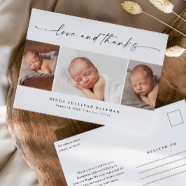 Cartão Postal Script Love and Thanks Photo Baby Thank You 