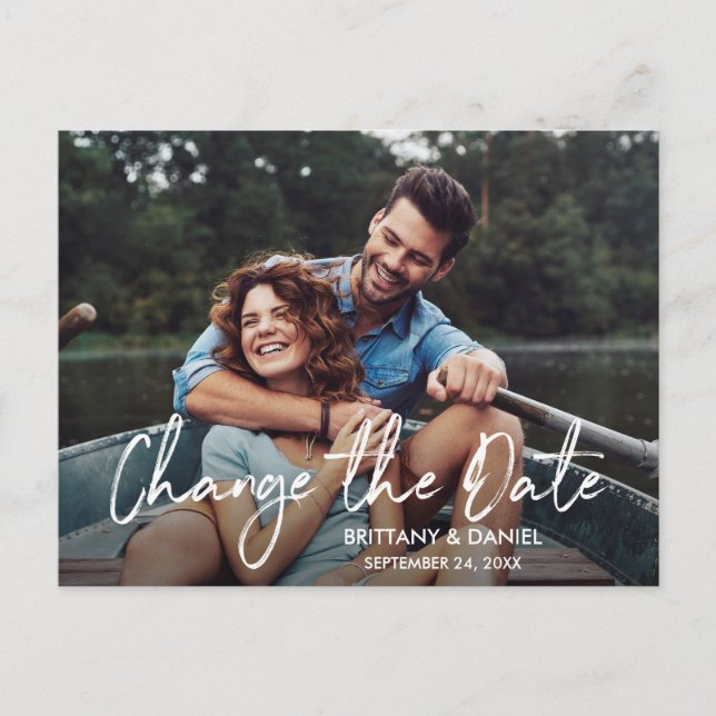 Cartão Postal Script Manuscrito Alterar A Data Nova Data (Frente)