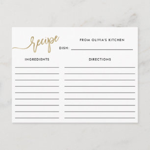 Cartão Postal Script manuscrito Dourado Faux Placa de recebime