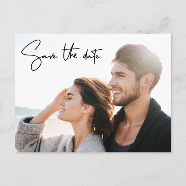 Cartão Postal Script manuscrito Salve a data Foto moderna (Frente)