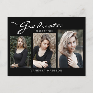 Cartão Postal Script Moderno Elegante   3 Anúncio de Formando de