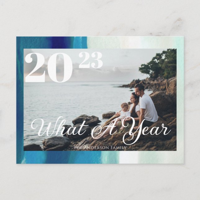 Cartão Postal Script Moderno Que Foto De Um Ano (Frente)