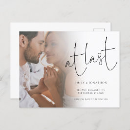 Cartão Postal Script No Último Anúncio Do Noivado De Fotografia