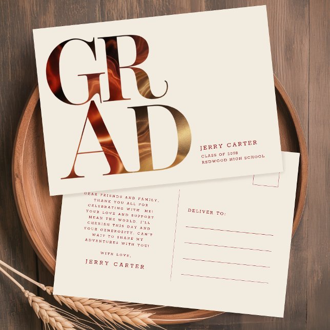Cartão Postal Script Retro Simples Graduação Ensino Médio Format (Criador carregado)