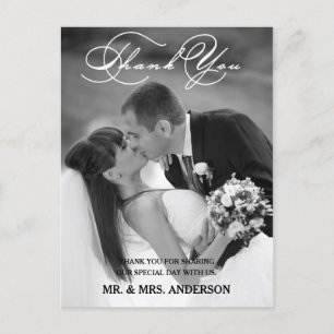 Cartão Postal Script Romântico Cartaz de casamento Obrigado