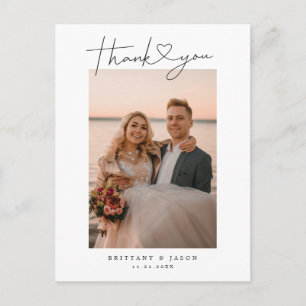 Cartão Postal  Script Simples com Casamento Cardíaco Obrigado F
