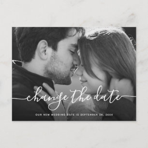 Cartão Postal Script Simples Foto de casamento Alterar a data