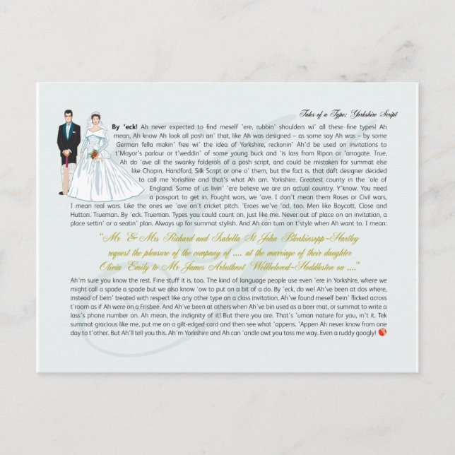 Cartão Postal Script Yorkshire (Frente)