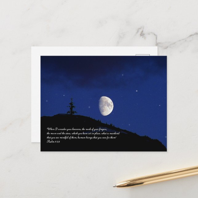 Cartão Postal Scripting Inspiracional Psalms 8:3,4 (Frente/Verso In Situ)