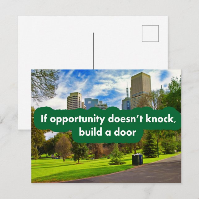 Cartão Postal Se a oportunidade não bater construir uma porta (Frente/Verso)