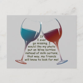 Cartão Postal Se eu alguma vez desaparecer... vinho divertido di