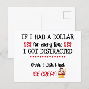 Cartão Postal Se Eu Tivesse Um Dólar Cada Vez Que Me Distraí