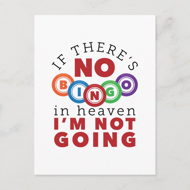 Cartão Postal Se não há bingo no céu eu não vou (Frente)