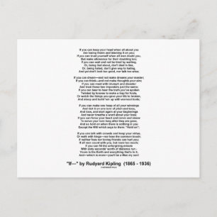 Cartão Postal Se Poema De Rudyard Kipling (Poema Inspiracional)