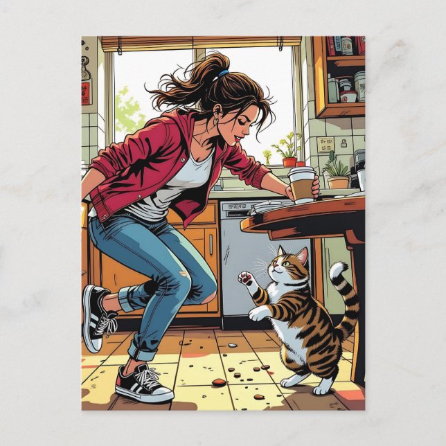 Cartão Postal Se precisar de mim, me ligue! | Café engraçado e g (Frente)