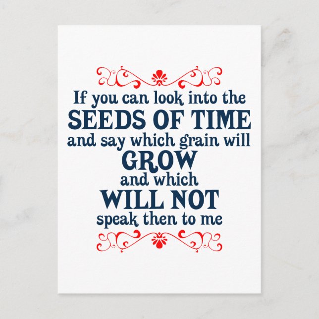 Cartão Postal Se você puder olhar para as sementes do tempo (Frente)