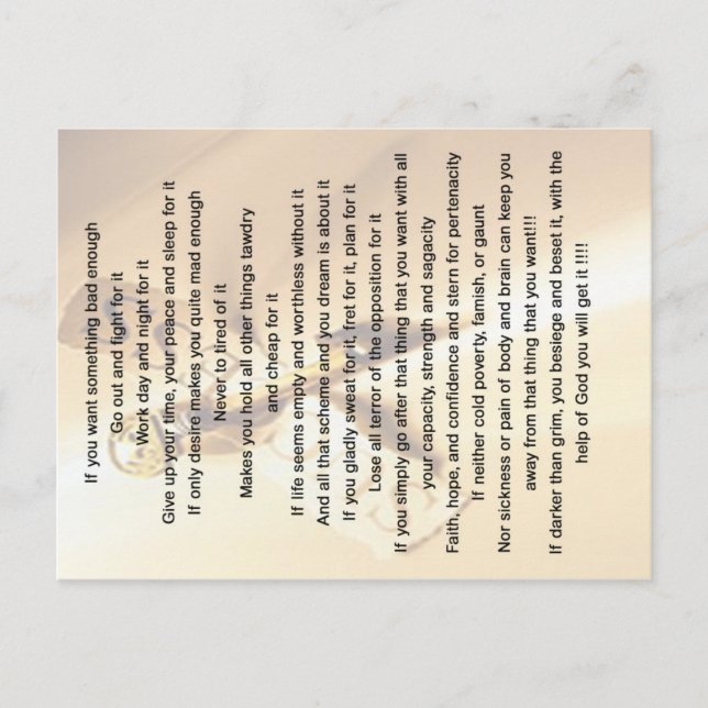 Cartão Postal Se você quiser algo ruim o suficiente com aspas (Frente)