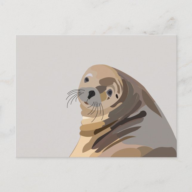 Cartão Postal Sea Lion Animal Art (Frente)