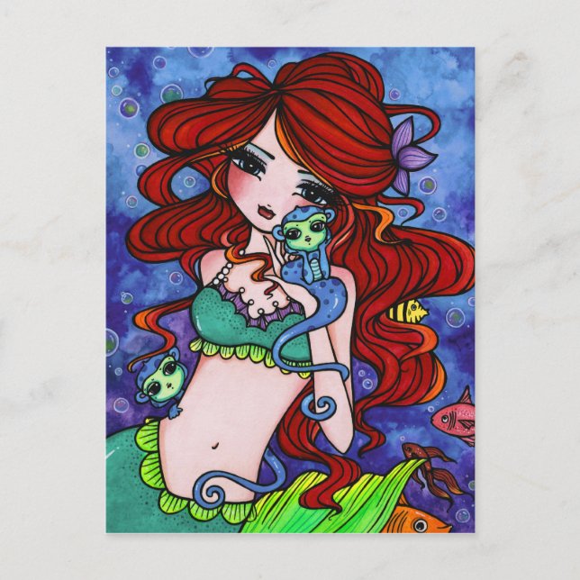 Cartão Postal Sea Monkey Mermaid Fantasy Marine Art Postcard (Frente)