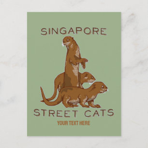 Cartão Postal Sea Otters em Singapura