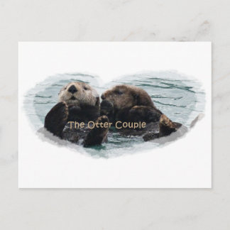 Cartão Postal Sea Otters em um coração
