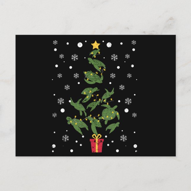 Cartão Postal Sea turtle Christmas tree animal Xmas PJs (Frente)