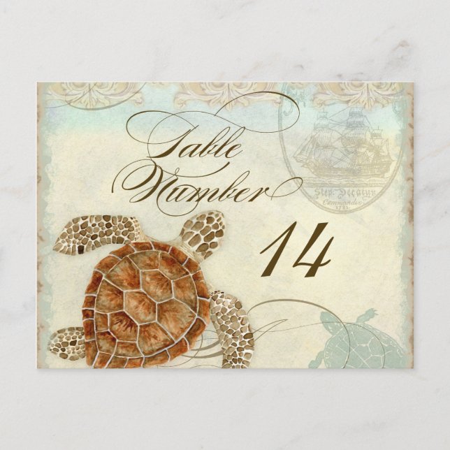 Cartão Postal Sea Turtle Modern Coaster Ocean Beach Swirls Estil (Frente)