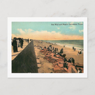 Cartão Postal Sea Wall, Galveston, Texas 1912 Vintage