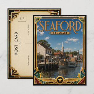 Cartão Postal Seaford Delaware Arte Deco Vintage Era de Ouro