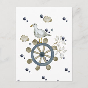 Cartão Postal Seagull Amarrando Uma Corrida